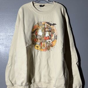 Gildan Beige Ghost Graphic Sweatshirt